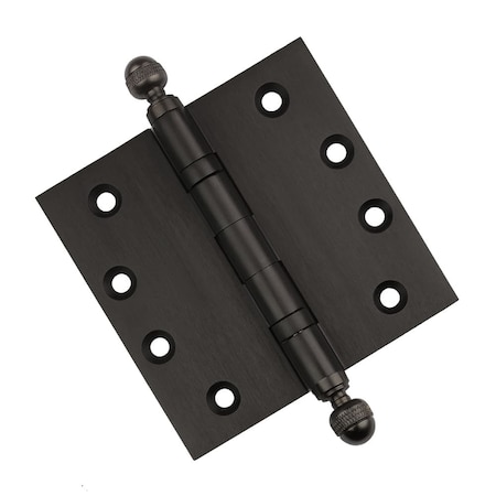 Embassy 4 x 4 Solid Brass Ball Bearing Hinge, Oil Rubbed Bronze Finish Acorn Tips 4040BBUS10BA-1